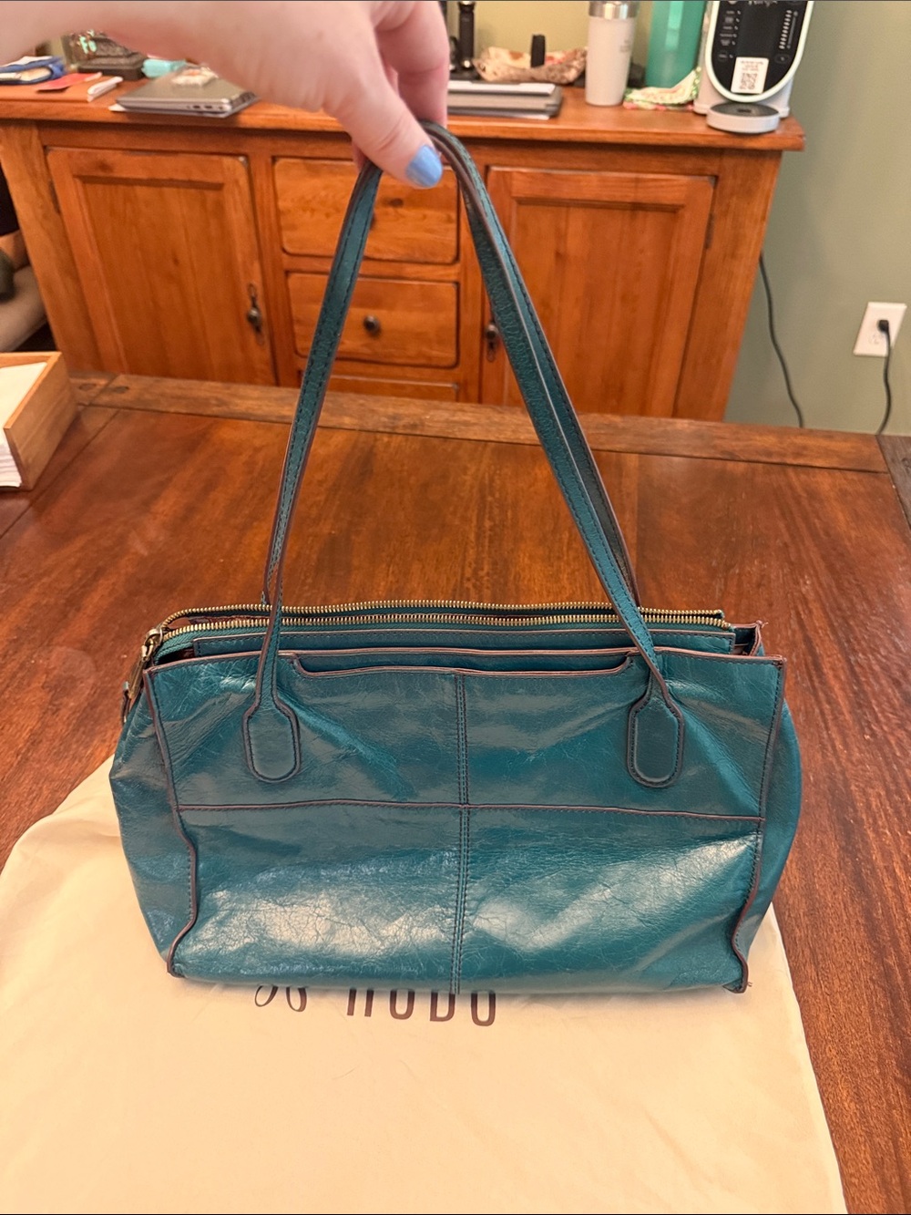 HOBO Teal Leather Shoulder Bag - Picture 6 of 8
